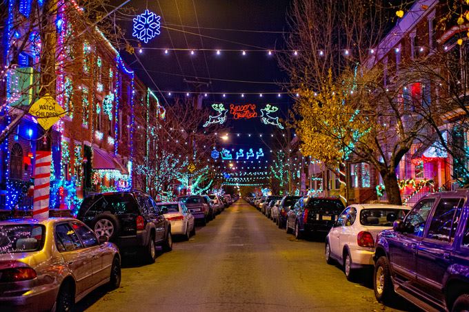S. 13th Street Holiday Lights.  Photo by J. Fusco